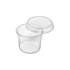 Pote Plástico PP com Tampa 380mL Transparente 25 unidades Altacoppo