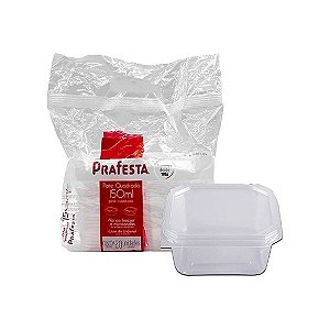 Embalagem Pote Quadrado Com  Tampa 150ml 20 unidades - Prafesta