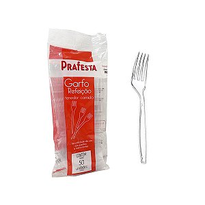 Garfo Descartáve Refeição Cristal C/50 Prafesta