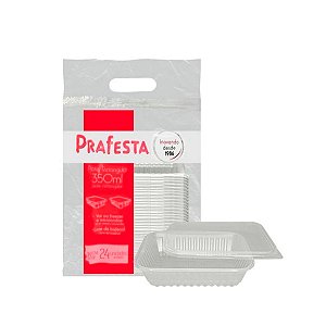 Pote Retangular Freezer e Microondas 350ml C/Tampa C/24  Prafesta