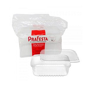 Pote Retangular 1000ml com Tampa 24 unidades - Prafesta