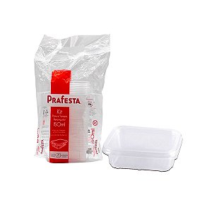 Pote Retangular Freezer e Microondas 150mL Com Tampa 20 unidades -  Prafesta