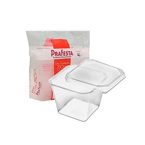Pote Quadrado 250mL com Tampa 20 unidades - Prafesta