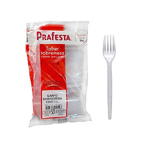 Garfo Descartáve Sobremesa Cristal C/50 Prafesta