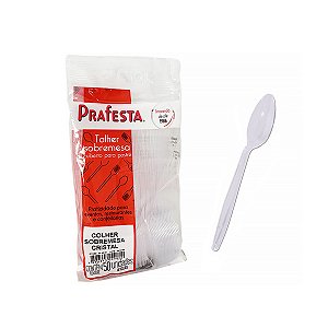 Colher de Plástico Sobremesa Cristal 50 unidades - Prafesta