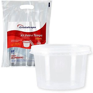 Pote Redondo 500mL com Tampa 24 unidades Cristalcopo