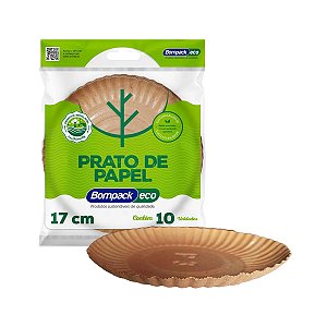 Prato de Papel Eco 17CM c/10 Bompack