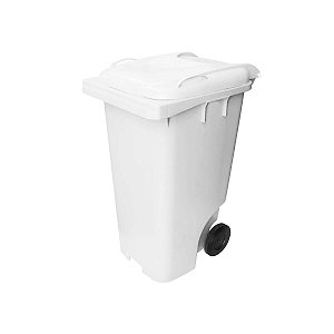 Lixeira Container de Plástico com Roda 120L Branco JSN
