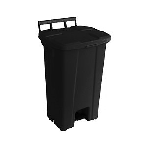 Lixeira Quadrada com Pedal e Roda 100L Preta - JSN