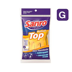 Luva Borracha natural de látex Amarela  (G) Sanro