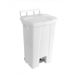 Lixeira Quadrada com Pedal e Roda 100L Branca - JSN