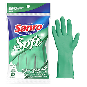 Luva De Borracha natural Verde soft (M) Sanro