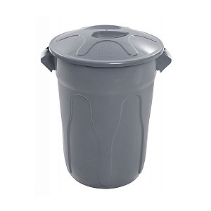 Lixeira Redonda com Tampa 100L Cinza - JSN