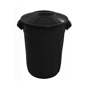 Lixeira Redonda Preta com Tampa 100L JSN