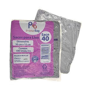 Saco para Lixo Comum 40 Litros c/100un - Primebag