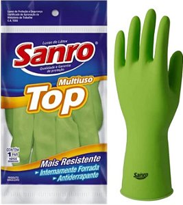 Luva De Borracha natural Verde Top (G) Sanro