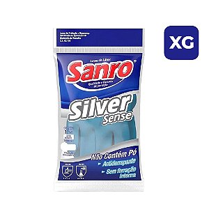 Luva Borracha natural de látex Azul Silver (XG) Sanro