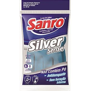 Luva Borracha natural de látex Azul Silver (G) Sanro