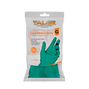 Luva de Borracha Nitrílica Verde Tamanho (G) Talge