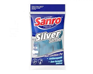 Luva Borracha natural de látex Azul Silver (M) Sanro