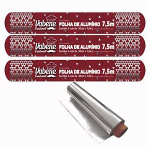 Folha de Papel Alumínio Rolo 30cm x 7,5m Vabene