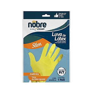 Luva Borracha natural de látex Amarela Slin (P) Nobre