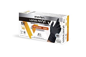 Luva Vinil Para Procedimento Não Cirúrgicos Sem Pó - Preta C/100 (P) Inoven