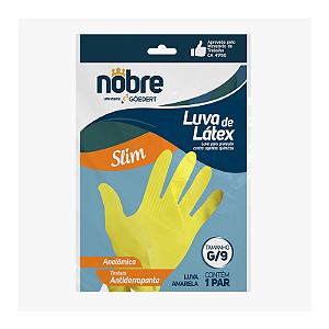 Luva Borracha natural de látex Amarela Slin (G) Nobre