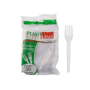 Garfo de Plástico Sobremesa Branco c/ 50 und - Plastilânia