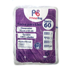 Saco para Lixo Leitoso Comum 60 Litros c/100un - Primebag