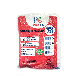 Saco para Lixo Leitoso Comum 20 Litros c/100un - Primebag
