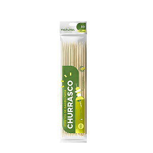 Espeto de Bambu para Churrasco 30cm c/ 100 und - Natural
