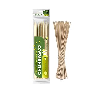 Espeto de Bambu para Churrasco 30cm c/100 Natural
