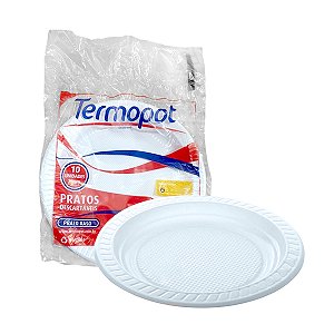 Prato Plástico Redondo 21cm Branco 10 unidades Termopot