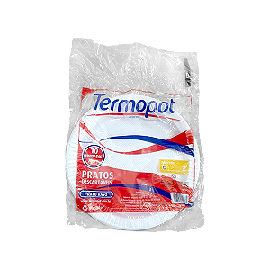 Prato Plástico Redondo 21cm Branco 10 unidades Termopot