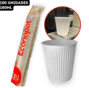 Copo Plástico Descartável 180mL Transparente 100 unidades Econopot