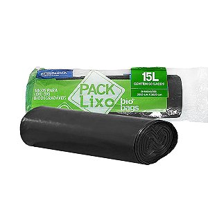 Saco para Lixo Plástico Oxi-Degradável 15L Preto 60 unidades Biobags