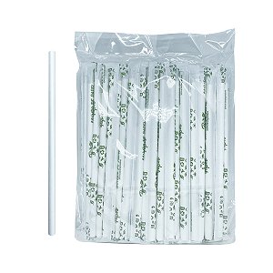 Canudo de Papel Reto 8mm Sachê Branco com 100 unidades BioPaper