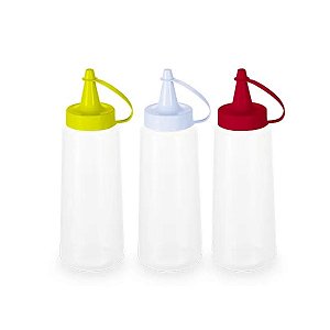 Kit 3 Bisnagas Plásticas Catchup, Mostarda e Maionese 200ml