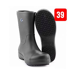 Bota Antiderrapante Cano Longo BB87 Preta Nº 39 Soft Works
