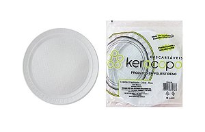 Prato de Plástico 26cm Raso Branco C/10 Kerocopo