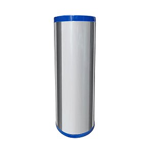 Lixeira Redonda de Inox com Tampa Aro Azul  30 Litros JSN