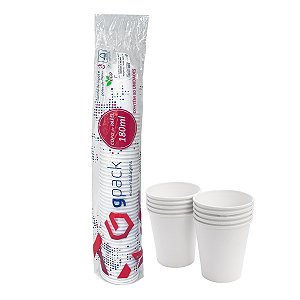 Copo de Papel Biodegradável 180mL Branco c/50 und - GPack