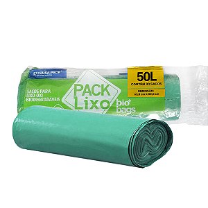 Saco para Lixo Plástico Oxi-Degradável 50L10kg  Verde 30 unidades Biobags