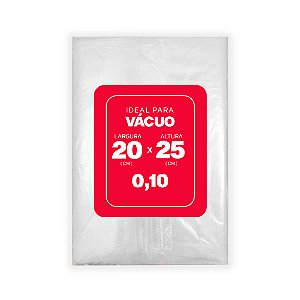 Saco Plástico para Vácuo 20cm x 25cm x 0,10 com 1000 unidades