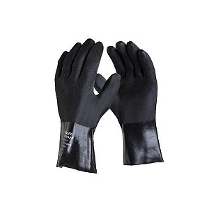 Luva Áspera PVC Preta Tamanho M Petronit Danny