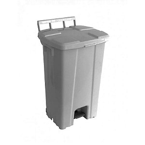 Lixeira Quadrada Cinza com Pedal e Roda 100 Litros - JSN