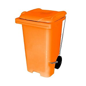 Lixeira Container Laranja com Pedal e Roda 240 Litros - JSN