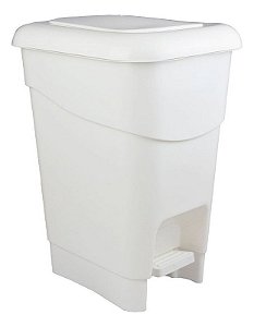 Lixeira Retangular Branca com Pedal 40 Litros Plasnew