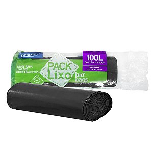 Saco para Lixo Plástico Biodegradável 100lt Preto 15 unidades - Biobags